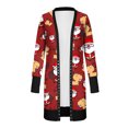 thumbnail image 2 of FOCUSNORM Women Juniors Christmas Long-Sleeved Cardigan Cartoon Holiday Clothing, 2 of 4