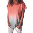 thumbnail image 1 of MAWCLOS Ladies Tops Gradient Color Tee Short Sleeve T Shirt Casual Summer Crew Neck Tunic Orange XXL, 1 of 2
