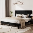 thumbnail image 1 of Amolife King Size Upholstered Platform Bed Frame with Adjustable Velvet Headboard, Black, 1 of 8