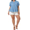 thumbnail image 2 of GRACE & GRANDEUR Women's Plus Workout Tops Chest Pocket Button Down Denim Shirts, 2 of 6