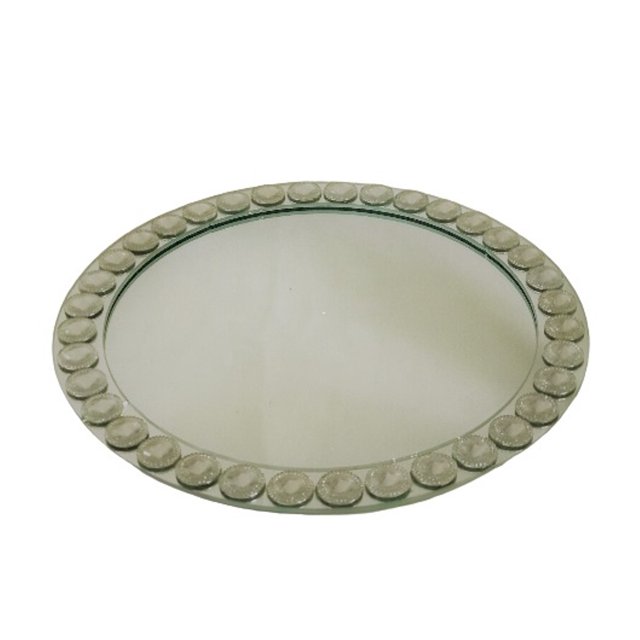 Elegance Diamond beaded Mirrored charger plate 13 inch dia.