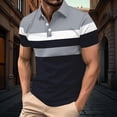 thumbnail image 2 of Dagugfen Shirts for Men Summer Button Lapel V Neck Short Sleeve Strip Slim Breathable Work Casual Tops, 2 of 7