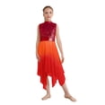 thumbnail image 4 of CHICTRY Filles Enfants Corsage à Paillettes Robe de Danse Liturgique de Louange Sans Manches Tunique de Culte Irrégulière Tenue de Danse d'Église Rouge 10, 4 of 6