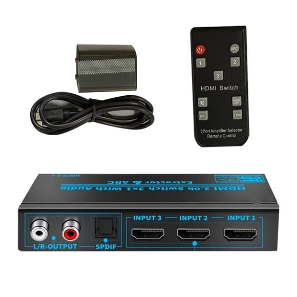 3x1 HDMI Switcher with Multiple Audio Outputs Supports Automatic Switching for Home Theater Setup