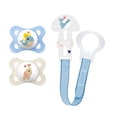 thumbnail image 1 of MAM Pacifier and MAM Pacifier Clip Value Pack (2 Pacifiers & 1 Clip), Pacifiers 0-6 months, Baby Boy Pacifier Animals Design, Baby Pacifier Clips, 1 of 8