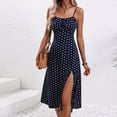 thumbnail image 1 of Aqestyerly Robe Fendue Sans Manches pour Femme, Décontractée, Col Rond, Imprimé, Camisole, Aguichant, Été, Mode, Mode Urbaine, Robe pour Vacances, Plage HWRETIE, 1 of 7