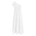thumbnail image 4 of Kcodviy Robe d'Été Décontractée 2025 pour Femmes à une Épaule Sans Manches, Robe Smockée, Robes d'Été Décontractées pour Femmes, Longueur Midi, Taille Élastique, à Étages, Robe Midi Décontractée d'Été pour la Plage, 4 of 4