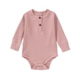 thumbnail image 1 of tarylea Toddler Baby Clothes Long Sleeve Crew Neck Button Rompers Solid Color Ribbed Outfits Casual Comfy Fall Outwear Jumpsuits for 0-24 Months, 1 of 3