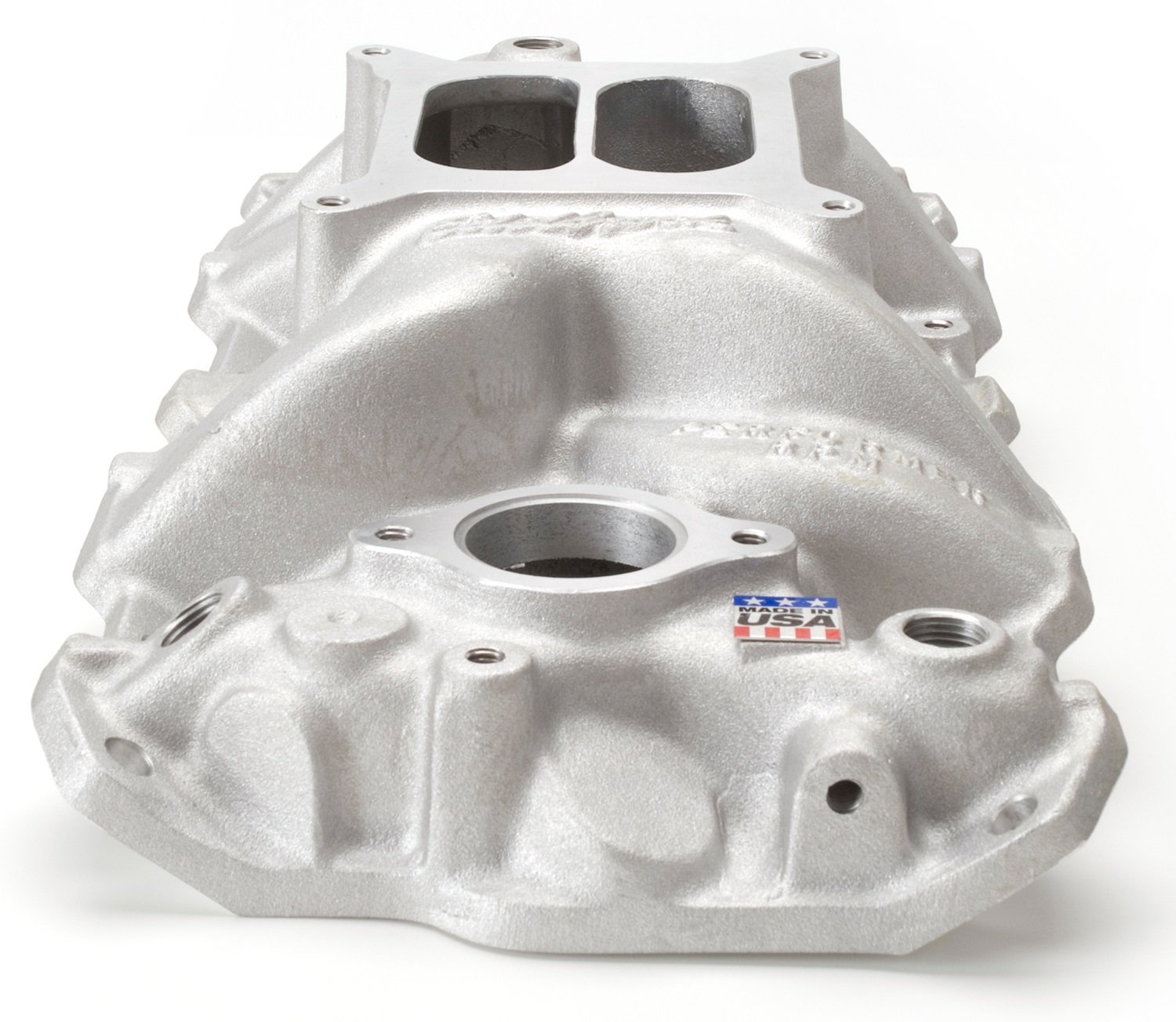 Edelbrock Collecteur d'Admission 7101 Performer RPM; pour Utilisation avec Moteurs Chevy 262-400 de 1986 et Plus Récents; Simple 4 Barils; Alésage Carré; Double Plan; 1500-6500 RPM; Satin; Aluminium; Non-Égr