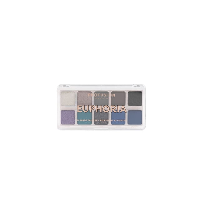 PROFUSION COSMETICS Palette de 10 Teintes avec Dix Fards à Paupières Richement Pigmentés en Fini Mat, Métallique et mousse dans un Étui Rectangulaire Transparent. Les Teintes Incluent des Teintes Neutres, Violets, Bleus et Grises avec une Formule Facile à Estomper et Sans Plis Infusée de Vitamines a et E, Convenant à Tous les types de Peau.