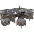 thumbnail image 1 of Outsunny 6 Pieces Patio Dining Set Wicker Outdoor Furniture Set, Grey, 1 of 10
