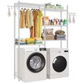 thumbnail image 1 of Étagères de rangement pour lave-linge et sèche-linge KFFKFF, étendoir à linge à 5 niveaux avec tringle et crochets, étagères réglables à deux rangées pour gagner de la place, blanc, 1 of 9