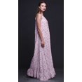 thumbnail image 4 of Bimba Robe de Nuit Imprimée Violet Pâle à Feuilles Florales et Roses Grandiflora pour Femmes Longue à Bretelles Spaghetti Robe Maxi Vêtement de Nuit Robe Medium, 4 of 5
