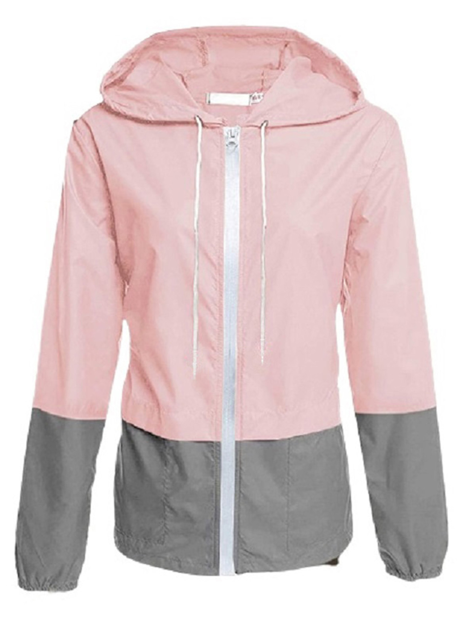Kmbangi Women Packable Rain Jacket+Outdoor Color Block Hooded Windbreaker