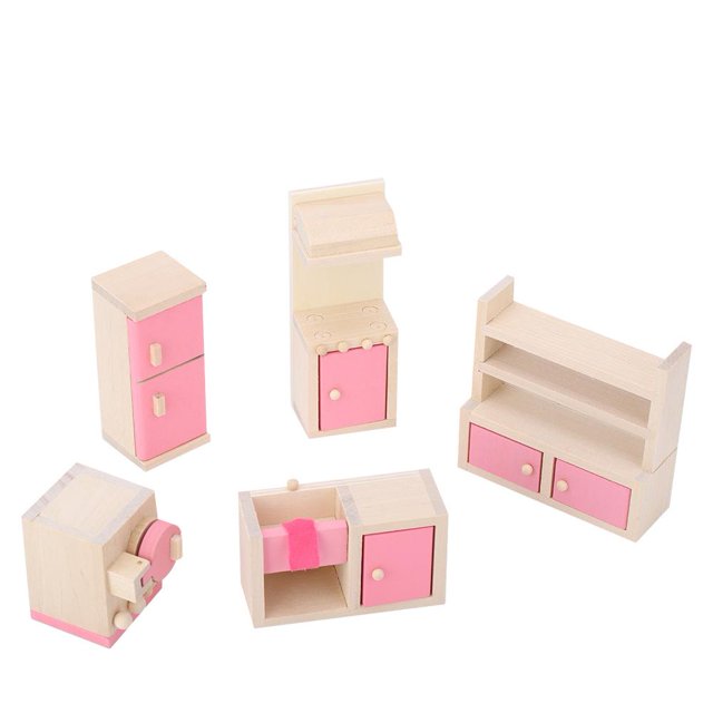 Fyydes Meubles de Maison de Poupée en Bois, Mini Ensemble de Meubles en Bois de Simulation Réaliste pour Accessoire de Maison de Poupée 1:12, Meubles de Maison de Poupée