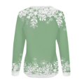 thumbnail image 4 of Femmes Pulls- Pull- Épaule Drop Col Rond Manches Longues Noël Tricot Sweat-Shirts Floraux Décontractés Tops pour Automne/printemps/hiver Rouge L, 4 of 6