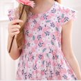 thumbnail image 5 of vdgthytj Robes d'Été pour Tout-Petites Filles à Imprimé Floral à Manches Volantées Robe Soleil Ligne A Robe de Plage pour Fête pour Enfants 2-10 Ans, 5 of 5