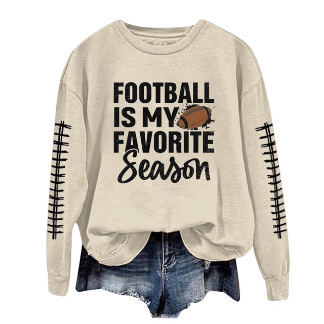 WEAIXIMIUNG Sweatshirts pour Femmes Pull à Manches Longues Hoodies Femmes Sweatshirts à Manches Longues Col Rond Décontracté Football Graphique Imprimé Pull Léger Sweatshirts Blouse Top
