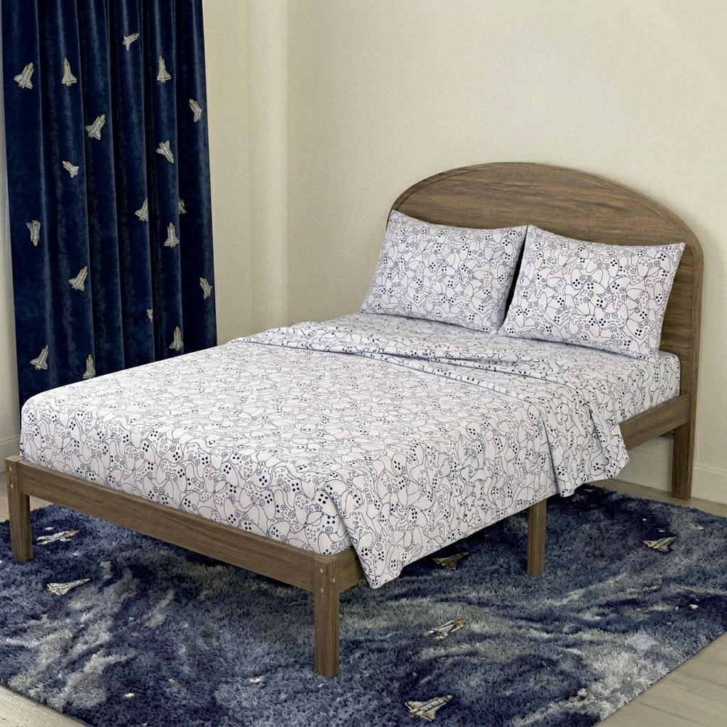 Mainstays Kids 220TC Cotton Gamer Double, 4 Piece Sheet Set