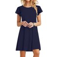 thumbnail image 2 of Birdeem Robes Mini pour Femmes Été Décontractées à Volants Manches Courtes Mignonnes Col Rond Robe Fluide avec Poches, 2 of 9