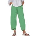thumbnail image 1 of Timegard Plus Size Pants for Women Elastic Waist Solid Color Comfy Fall Casual Crop Pants with Pockets, 1 of 5