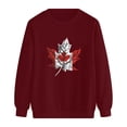 thumbnail image 5 of Bmisegm Femmes Chandail à Capuchon Décontracté à Col Rond à Manches Longues avec Imprimé de Feuille d'Érable Canadienne Chandails Décontractés pour Femmes Vin m, 5 of 5