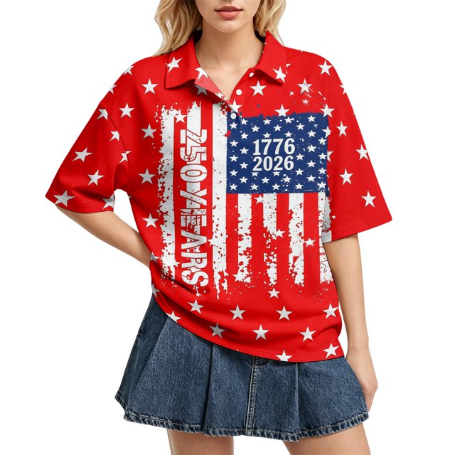 Sewkxo Polo à Manches Courtes pour Femmes, Col Oversize, T-Shirt à Enfiler Y2k, Décontracté, Ample, Mode Urbaine, Chandail de Rugby, Rouge G