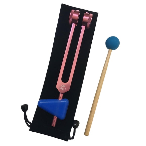 Almencla 136.1HZ Tuning Forks Set Musical Tuning Fork Instrument for Meditation Sound Rose Pink