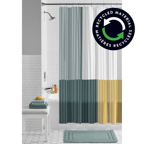 Rideau de douche imperméable Mainstays à rayures colorblock en PEVA