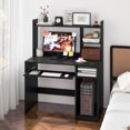 thumbnail image 2 of Patiojoy Computer Desk w/ Charging Station 43.5" Gaming Table Workstation w/ Keyboard Tray CPU Stand & Storage Shelves Black, 2 of 10