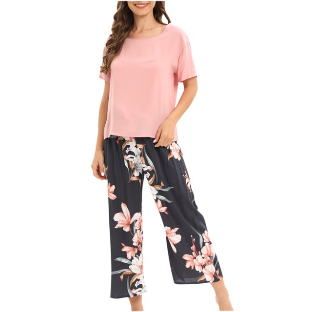 Rbaofujie Pyjama pour Filles Pyjama pour Femmes à Col Rond Manches Longues Ensembles de Maison Peignoir