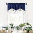 thumbnail image 2 of Sentmoon Blackouts Curtains with Tassel Elegant Fringed Window Curtains Patterned Rod Panels Stylish Short Drapes Boho Curtains Summer Decorations for Bedroom, 2 of 7