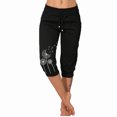 thumbnail image 1 of Lroveb Capri Pants for Women High Waisted Tummy Control Yoga Pants Solid Color Sports Draw Rope Pants Black, 1 of 3