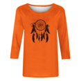 thumbnail image 4 of Dadaria Hauts pour Femmes Chemise Orange Manches 3/4 T-Shirt Col Rond Grande Taille Tee Attrape-Rêves d'Été Blouses 3TG, 4 of 4