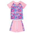 thumbnail image 4 of Girls Rash Guard 2-Piece Swimwear Fish Scale Pattern Swimwear Upf 50+ Uv for 4-12Y, 4 of 6