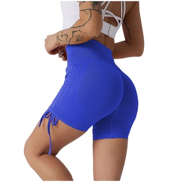 Mrat Shorts de Soccer Femmes Dames Taille Haute Rehausse-Fesses Shorts de Yoga D\'entraînement Physique Femmes Pantalon Chino S-674 Bleu G
