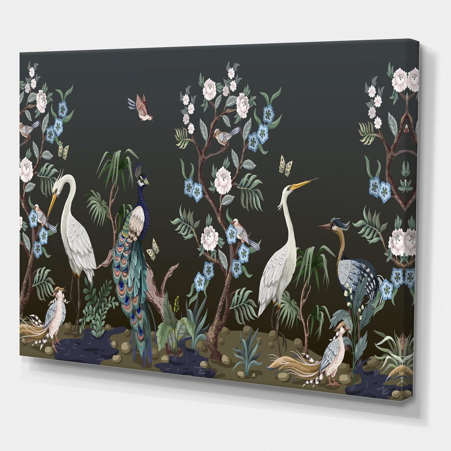 Designart Chinoiserie Aux Oiseaux Et Pivoines IV Art mural sur toile