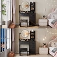 thumbnail image 3 of GloryStar Coiffeuse de Chambre, Petite Coiffeuse avec Miroir Rond Éclairé, Prise de Courant, 4 Tiroirs de Rangement en Tissu et 3 Étagères, 3 of 7