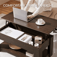 thumbnail image 4 of Fullfurnique Lift Top Coffee Table with Hidden Compartment & Open Shelf, Espresso, 4 of 7