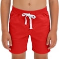 thumbnail image 2 of HOZADOIE Boys Basketball Shorts Pure Cotton Spring Summer Solid Color Elastic Drawstring Waist Breathable Casual Athletic Shorts with Pockets 1-11 Years, 2 of 6