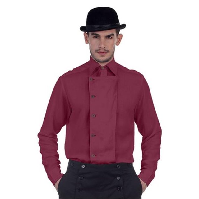 The Pirate Dressing C1293 Ulysses Side-Button Shirt- Pink - Medium