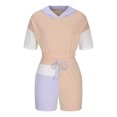thumbnail image 4 of Yuyuzo Womens Sweat Suits 2 Piece Set Short Sleeve Color Block Hoodie Oversized Sweatshirts Shorts Tracksuits, 4 of 6