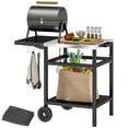 thumbnail image 1 of Outsunny Outdoor Kitchen Prep Station with Foldable Side Table, Black, 1 of 10