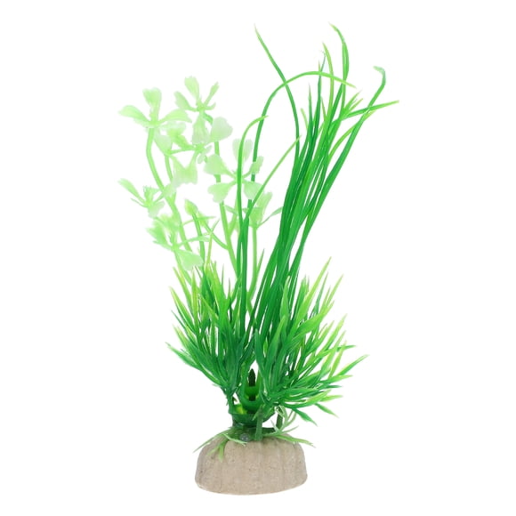 Unique Bargains 1pcs Fish Tank Aquarium Decorations Plants White Green 5.12' Plastic Plants for Aquarium Decor