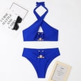 thumbnail image 4 of EGNMCR Bikini Set Women's Split Body Halter High Waist Solid Bikinis Sets, 4 of 4