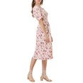 thumbnail image 4 of INSPIRE CHIC Robe pour Femme Édition Smockée à Fleurs Col Carré Manches Courtes Bouffantes Printemps Été Robes Midi Beige TG, 4 of 7