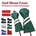 thumbnail image 2 of bedienty 3Pcs/Set PU Golf Club Head Cover with Tag Interchangeable Adjustable Protective Sheath Thickened Plush Wood Protector Red, 2 of 6