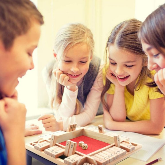 Educational Toys for Kids 5-7 Shut The Box Wooden Mathematic Traditional Pub Board Dice Game Travel 4 Players Wood Education Toy