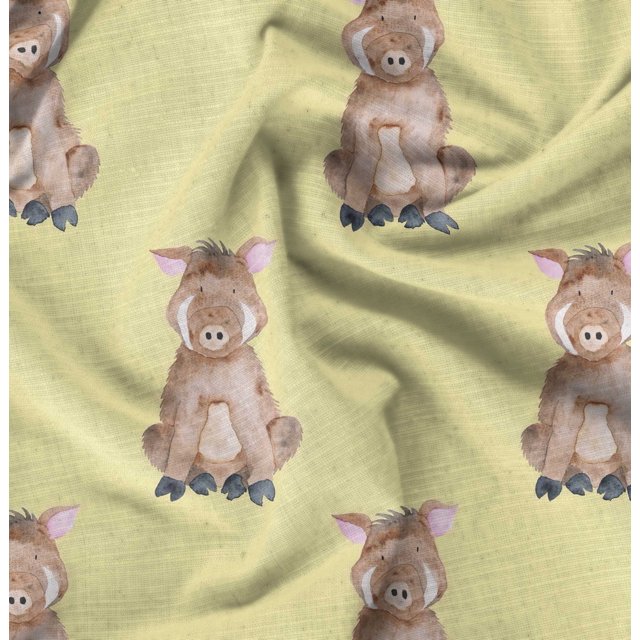 Soimoi Orange Rayon Fabric Pig Animal Fabric Prints By Yard 42 Inch Wide