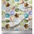 thumbnail image 1 of Soimoi Polyester Crepe Fabric Geometric & Leaves Patchwork Decor Fabric Printed Yard 42 Inch Wide, 1 of 3